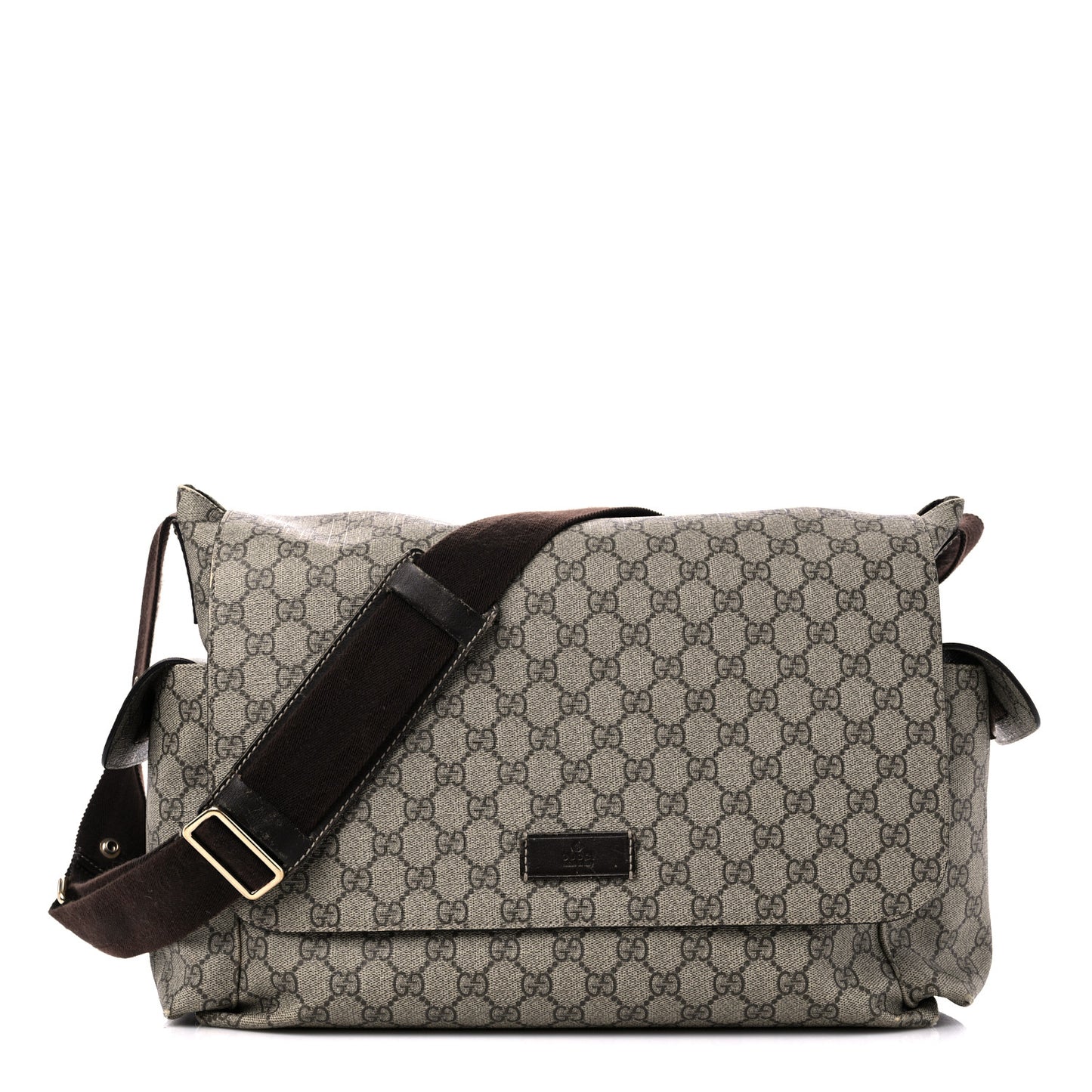 GG Plus Monogram Messenger Diaper Bag Dark Brown