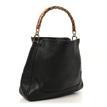 Gucci Pebbled Calfskin Medium Diana Bamboo Shoulder Bag Black 3 of 9