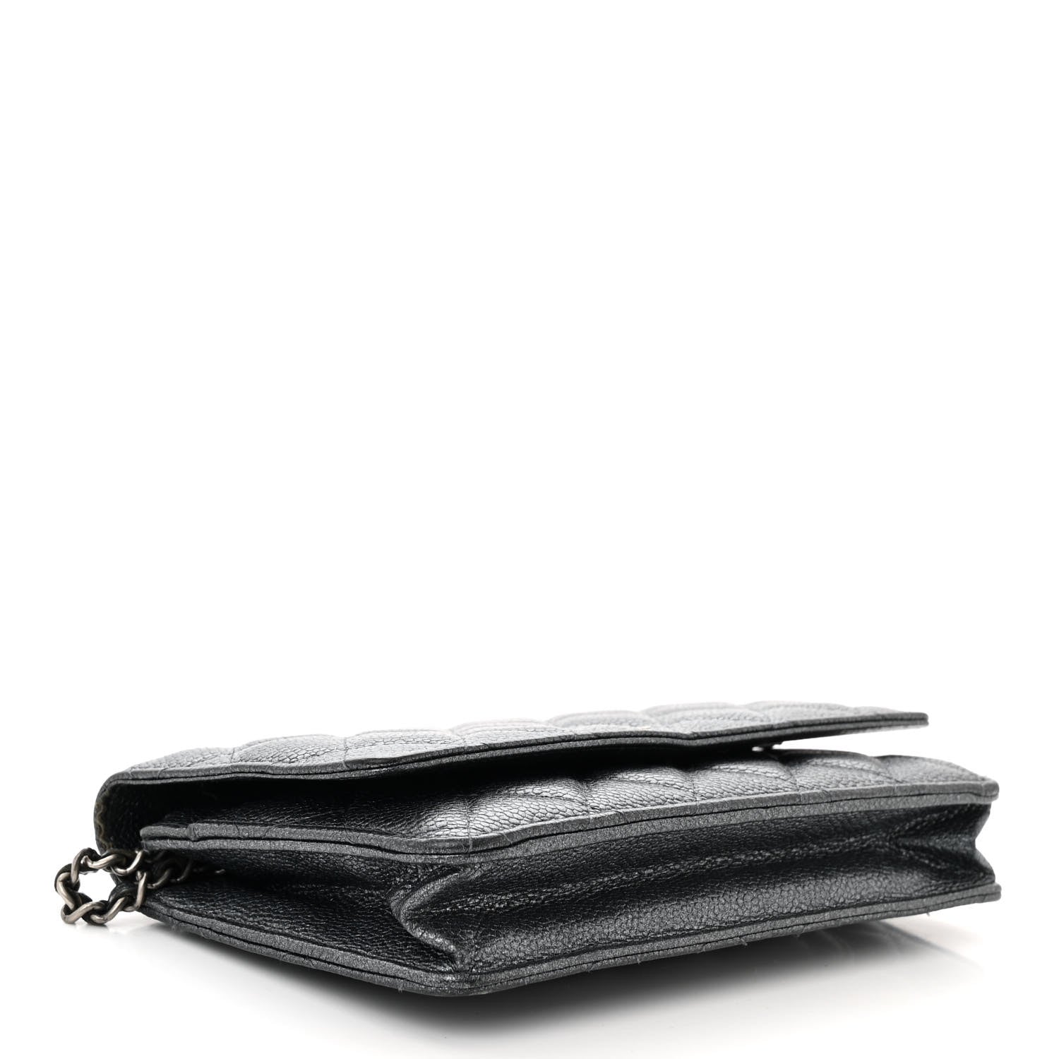 Chanel Pearly Caviar Quilted Wallet On Chain WOC Grey 4 of 14