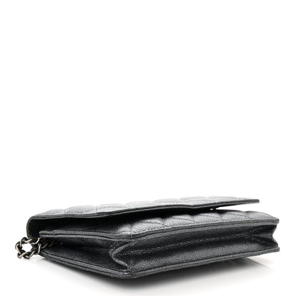 Chanel Pearly Caviar Quilted Wallet On Chain WOC Grey 4 of 14