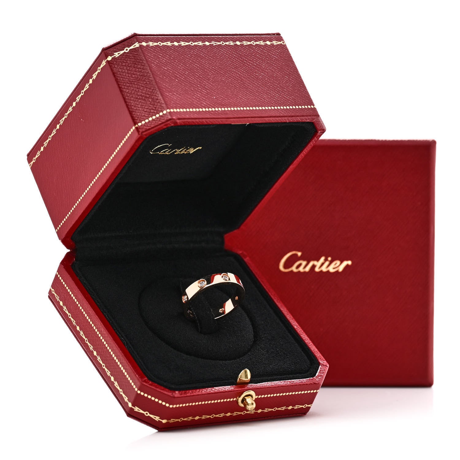 Cartier 18K Yellow Gold 8 Diamond 4mm LOVE Wedding Band Ring 52 6 5 of 5