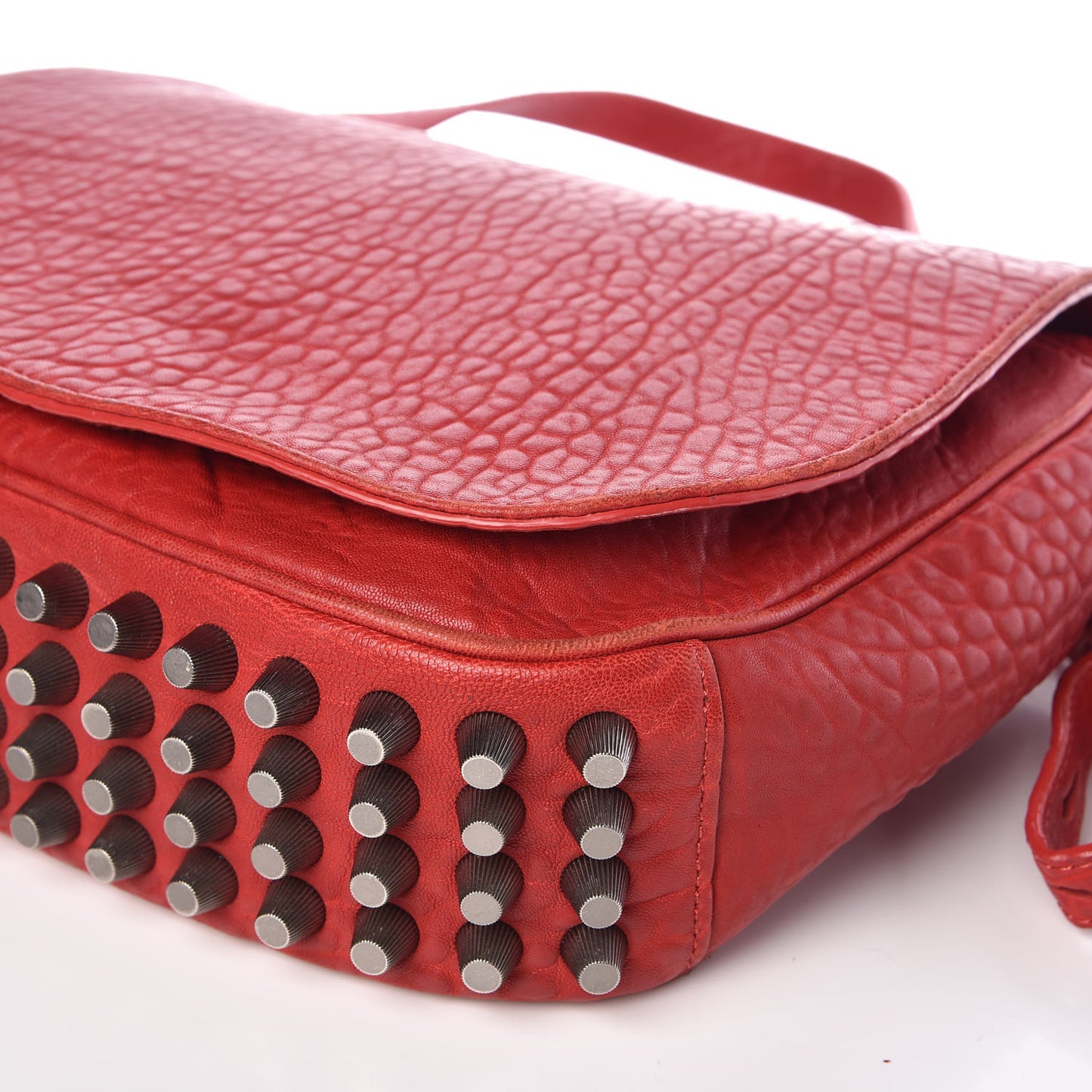 Pebbled Lambskin Lia Sling Red Nickel Hardware