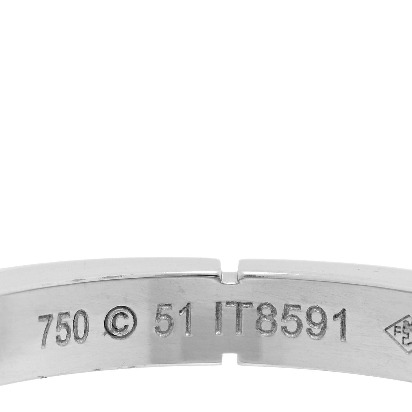 18K White Gold Maillon Panthere Wedding Band Ring 51 5.75