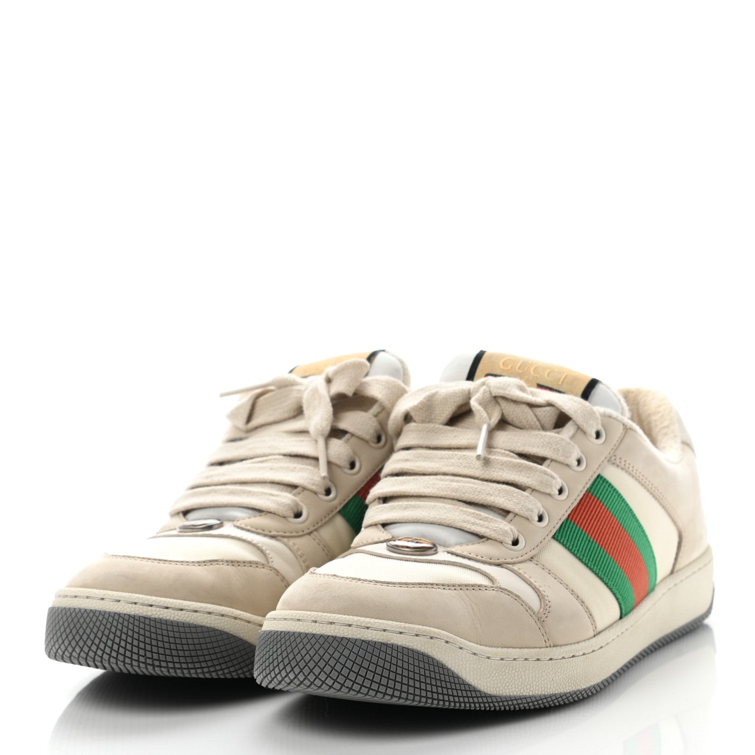 Gucci Nylon Nubuck Web Womens Screener Sneakers 38.5 Mystic White Dusty Milk 3 of 23