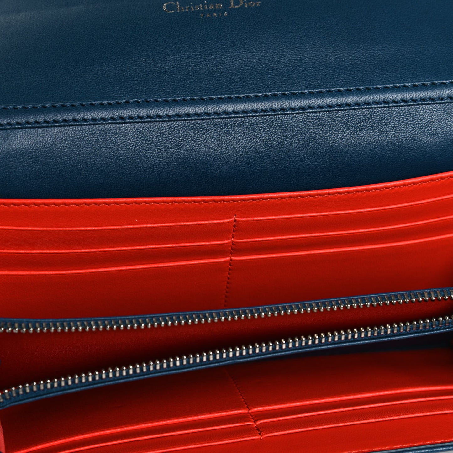 Lambskin Cannage Miss Dior Chain Wallet Navy