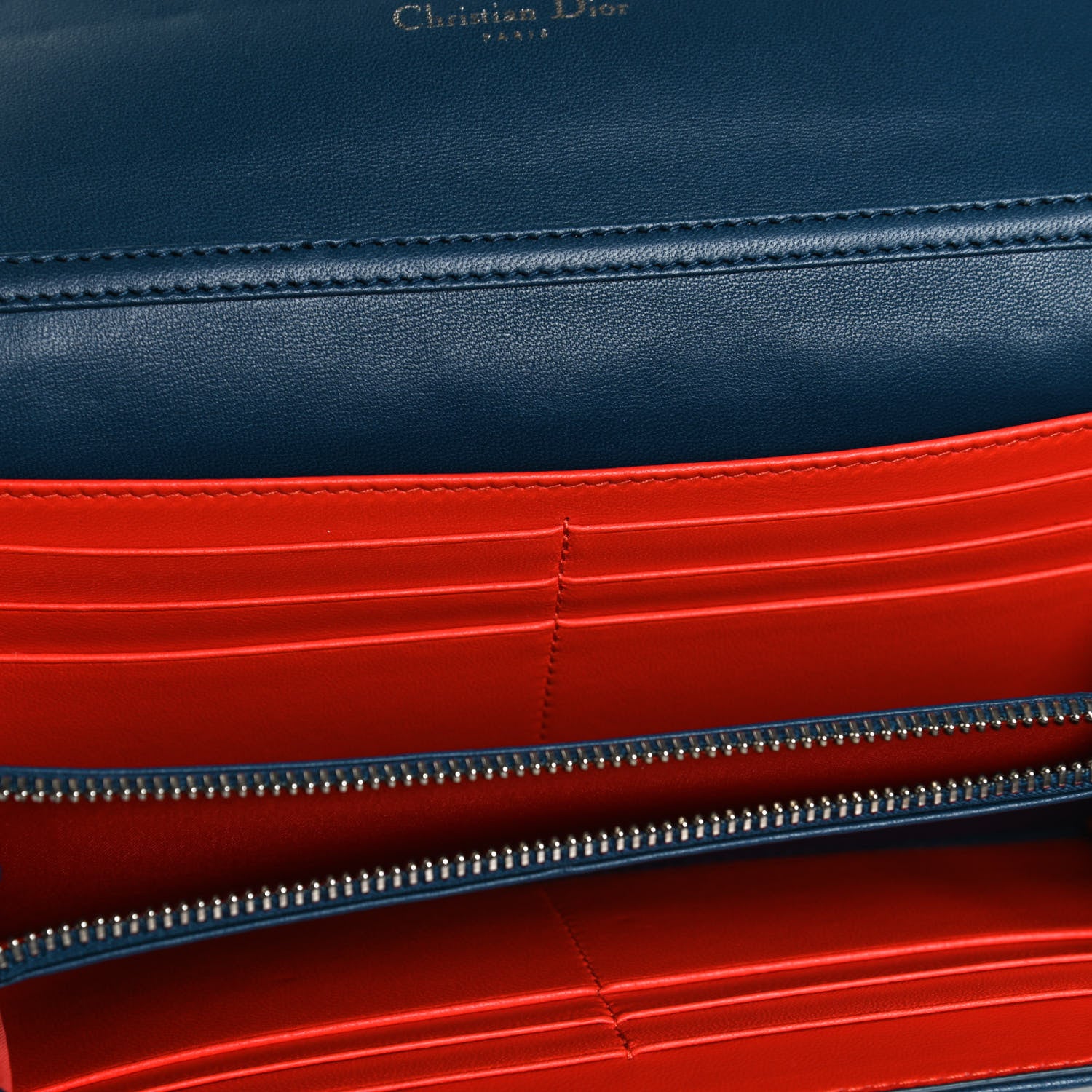 Christian Dior Lambskin Cannage Miss Dior Chain Wallet Navy 11 of 12