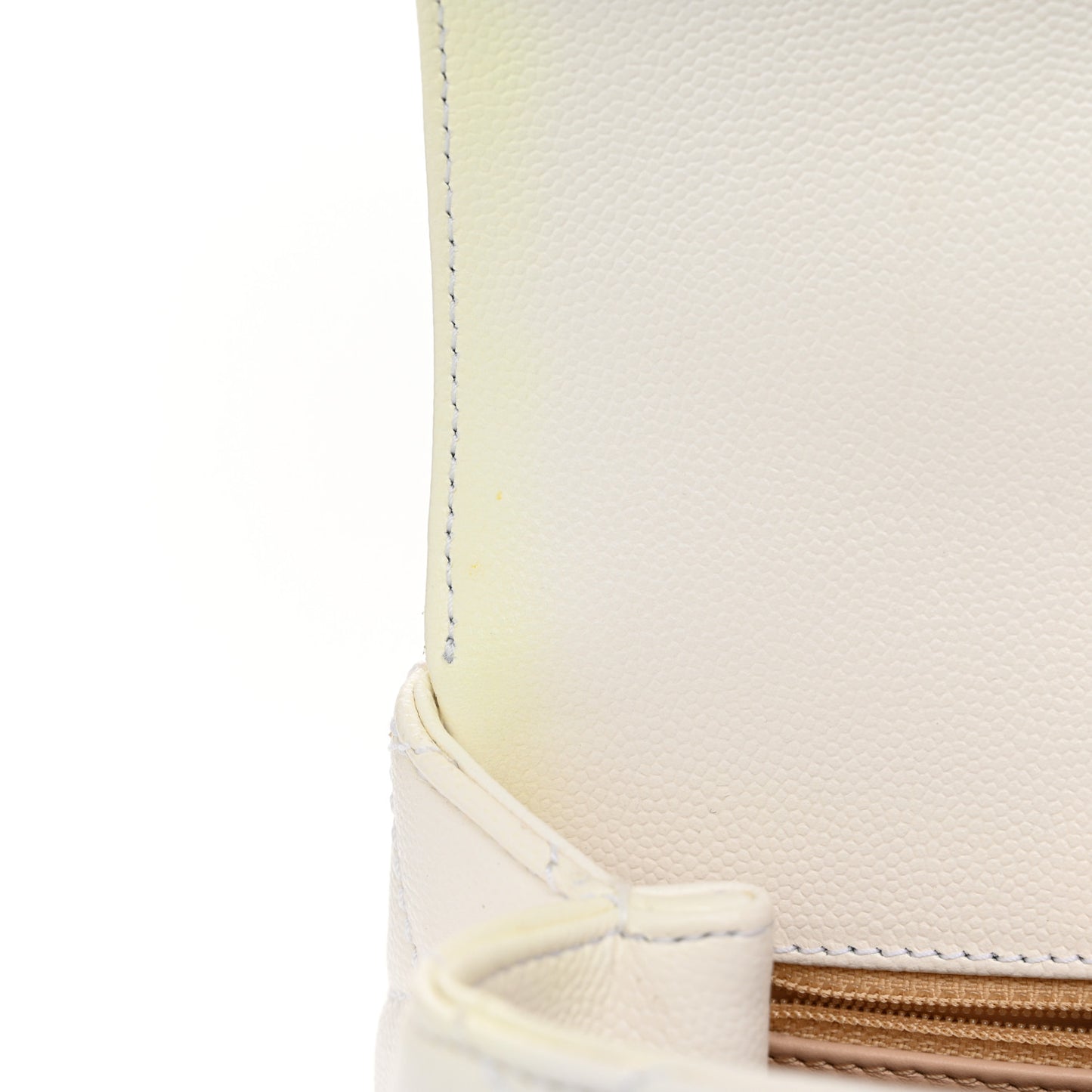 Caviar Quilted Small Coco Handle Flap White