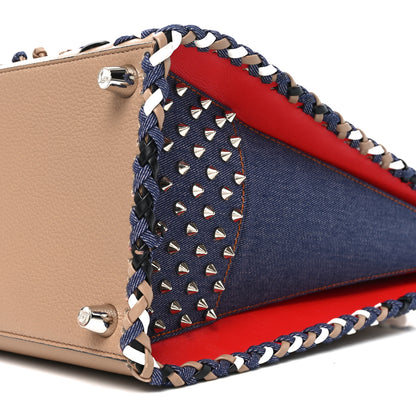 Christian Louboutin Calfskin Mexinodo Beaded Studded Triple Gusset Large Paloma Beige Blue 8 of 8