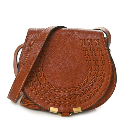 Chloe Calfskin Braided Mini Marcie Round Crossbody Bag Tan 1 of 13