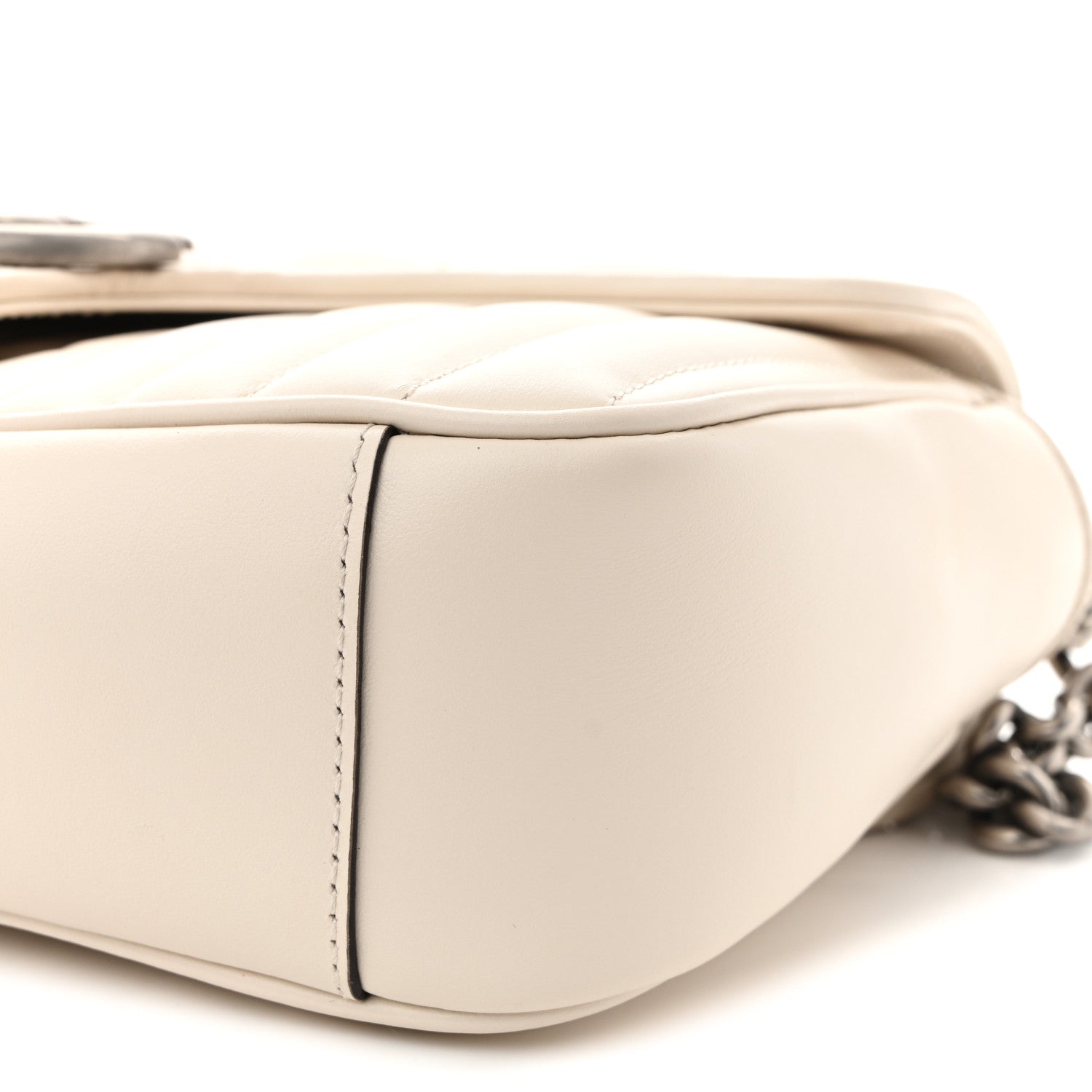 Gucci Calfskin Matelasse Aria Small GG Marmont Shoulder Bag Mystic White 10 of 11