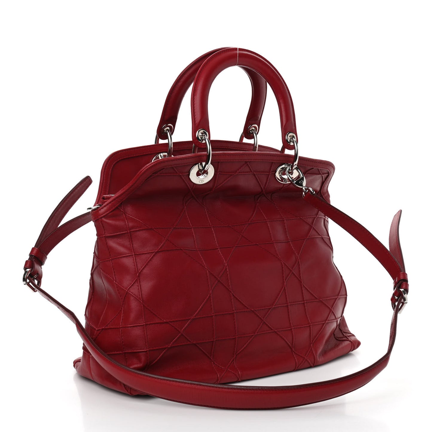 Lambskin Cannage Medium Granville Tote Red