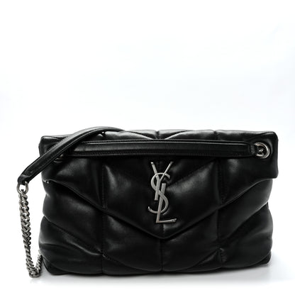 Saint Laurent Lambskin Quilted Small Loulou Puffer Monogram Chain Satchel Black 1 of 9