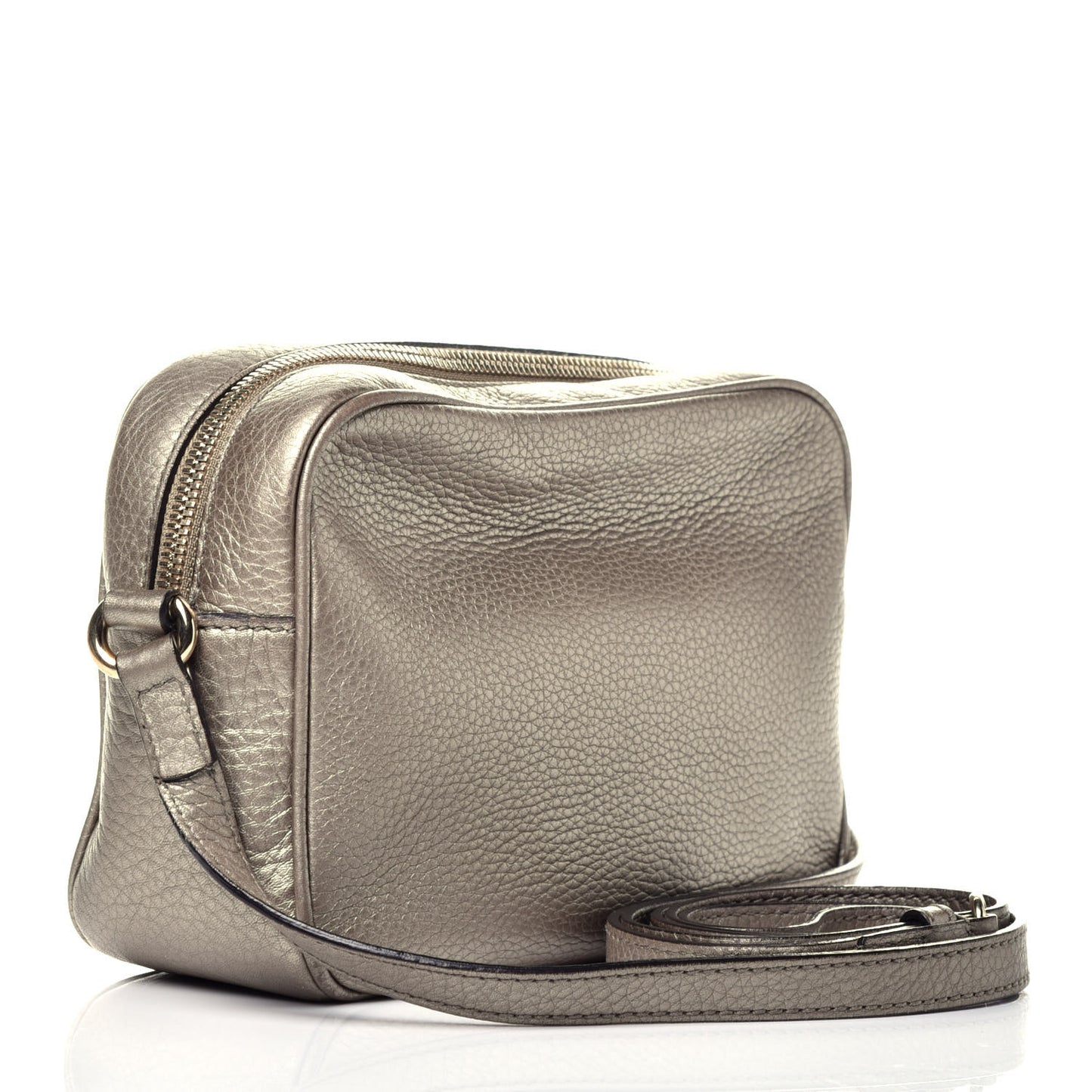 Metallic Pebbled Calfskin Small Soho Disco Bag Golden Beige