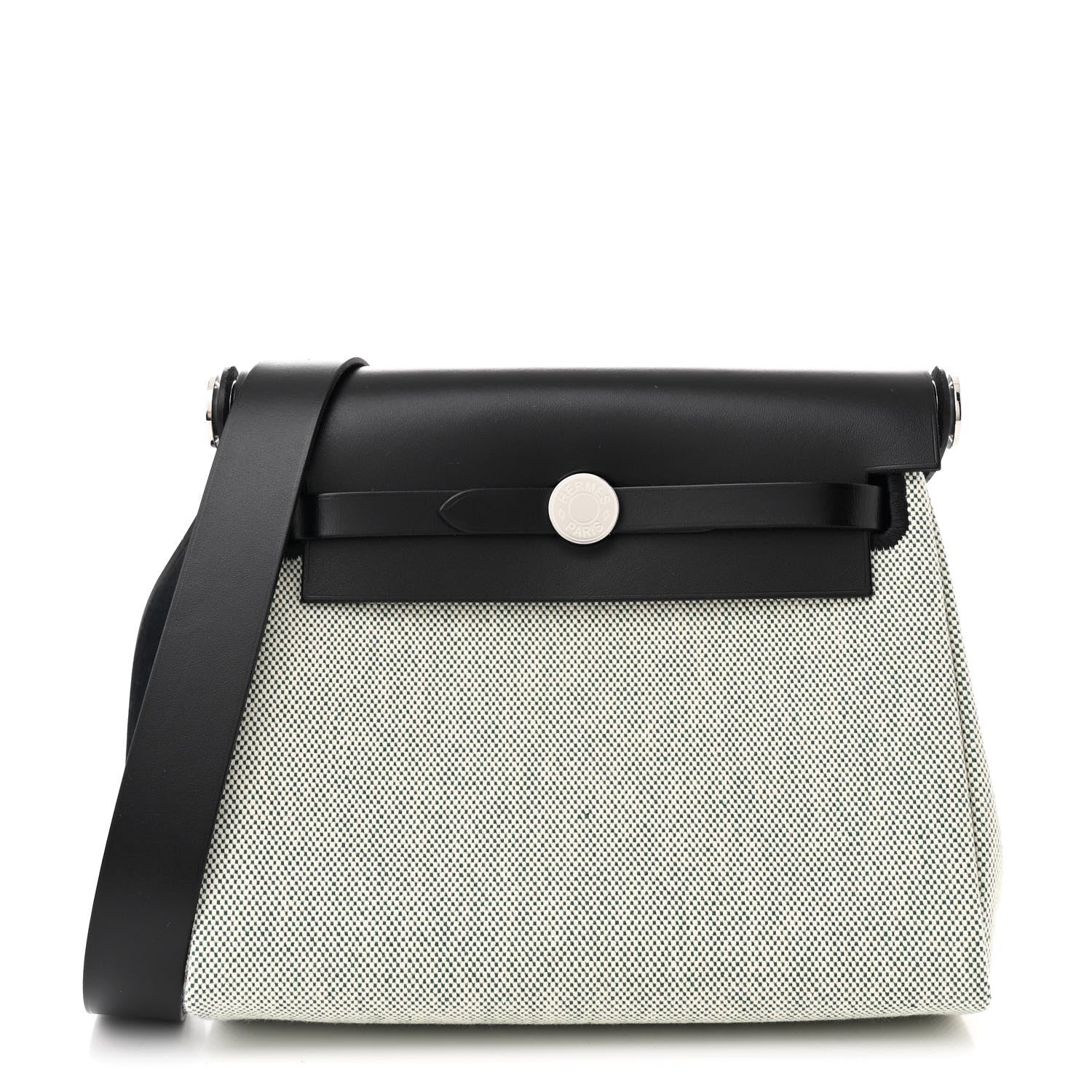 Hermes Military Toile Vache Hunter Herbag Zip Retourne 20 Ecru Vert Moyen Black 1 of 11