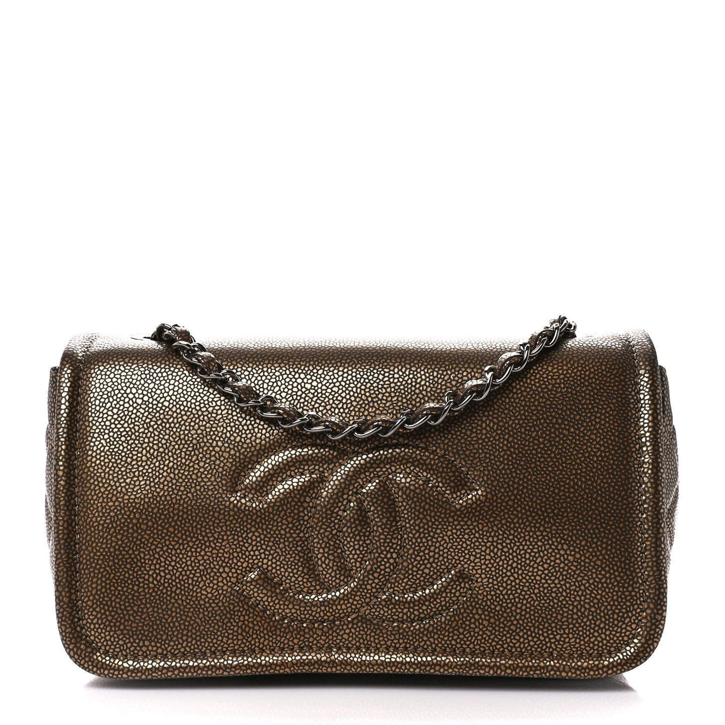 Metallic Caviar Medium Timeless CC Flap Bronze