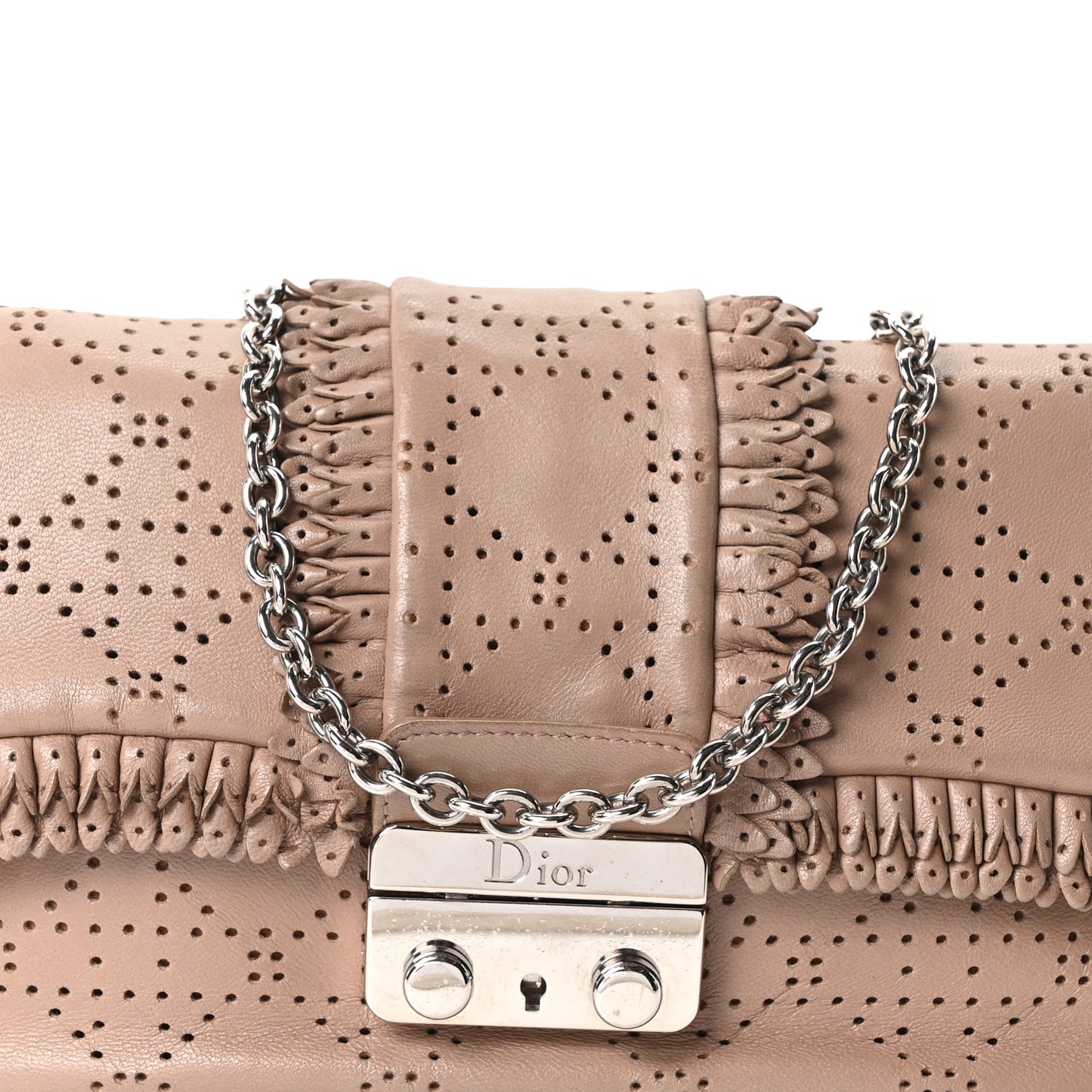 Lambskin Cannage Ruffle New Lock Flap Beige
