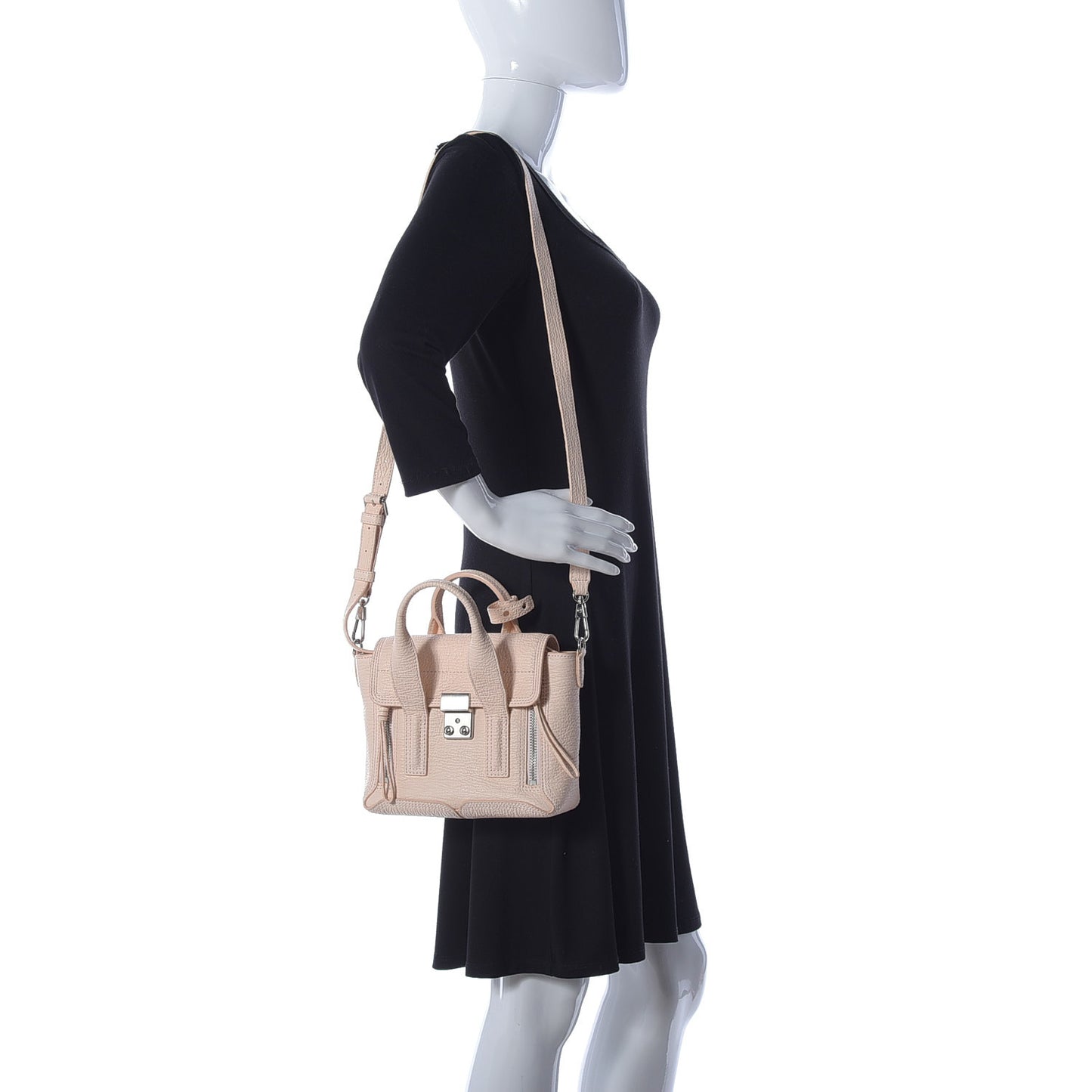 Textured Calfskin Mini Pashli Satchel Peach