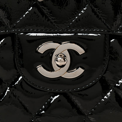 Chanel Distressed Patent Quilted Jumbo Single Flap Black 9 of 12