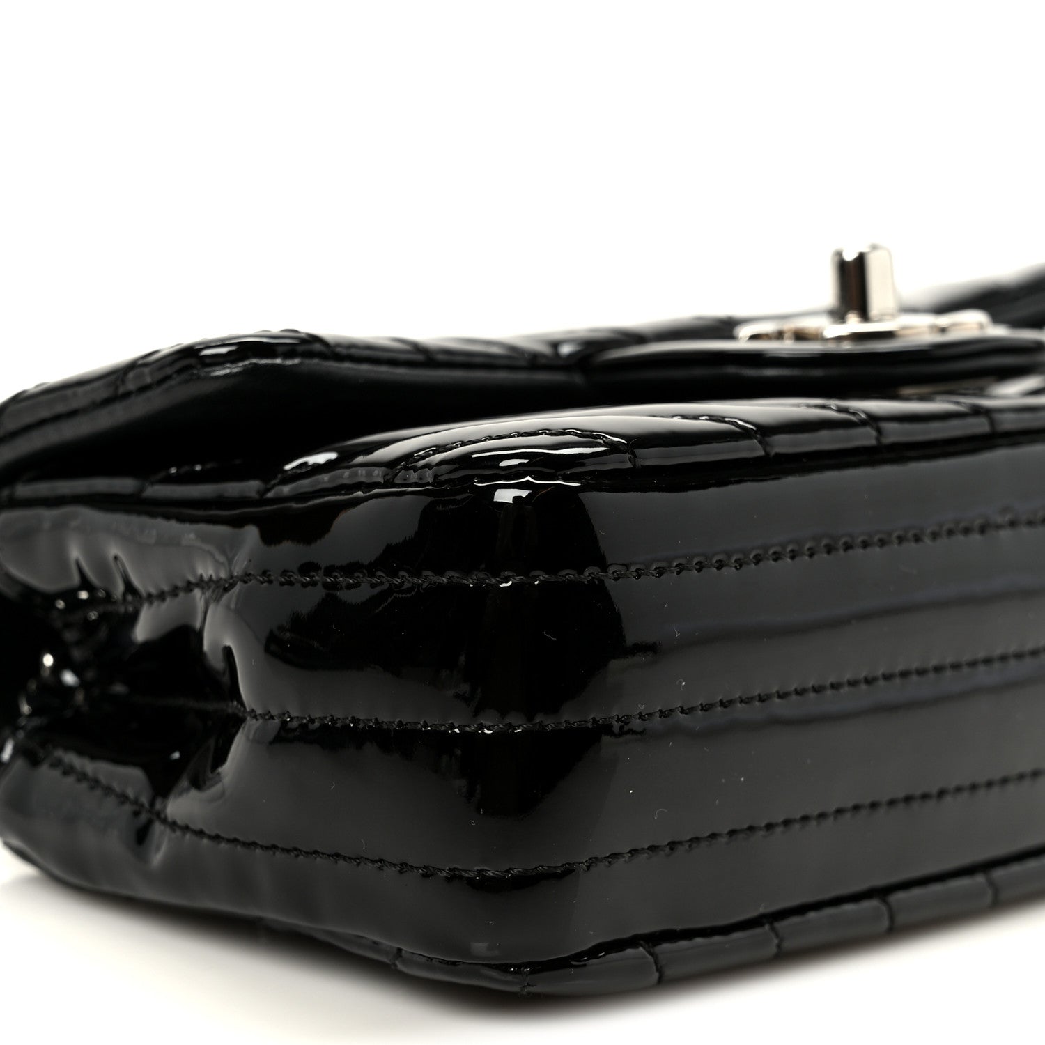 Chanel Patent Calfskin Chevron Quilted Extra Mini Flap Black 10 of 12