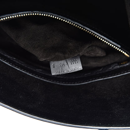 Celine Crocodile Embossed Calfskin Medium Phantom Luggage Black 7 of 14