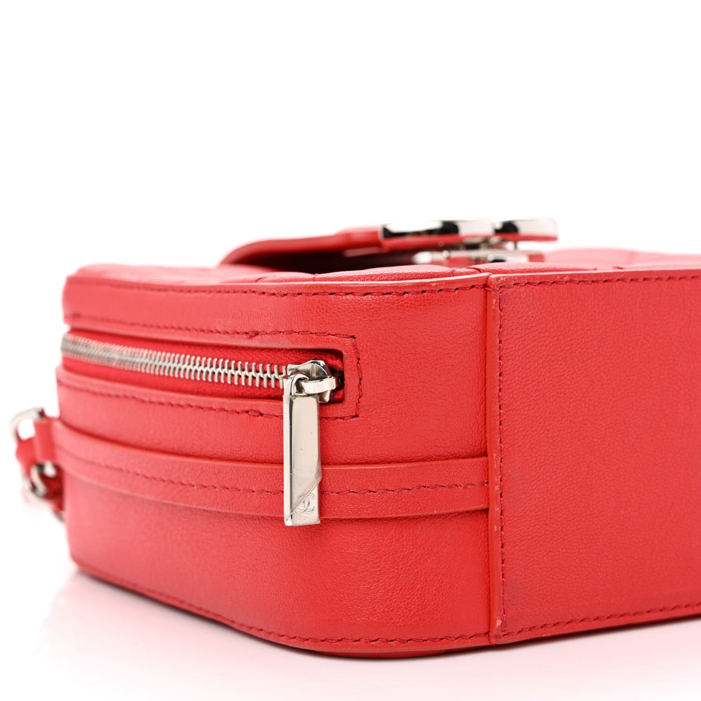 Lambskin Quilted Mini CC Box Camera Bag Red