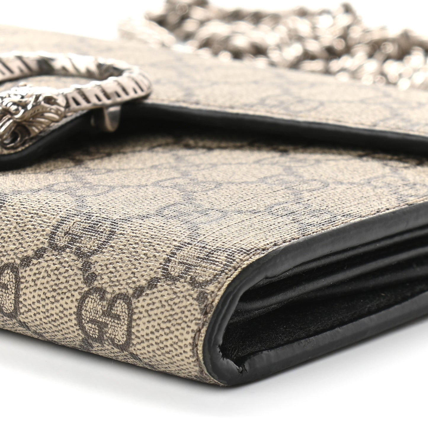GG Supreme Monogram Mini Dionysus Chain Wallet Beige Black