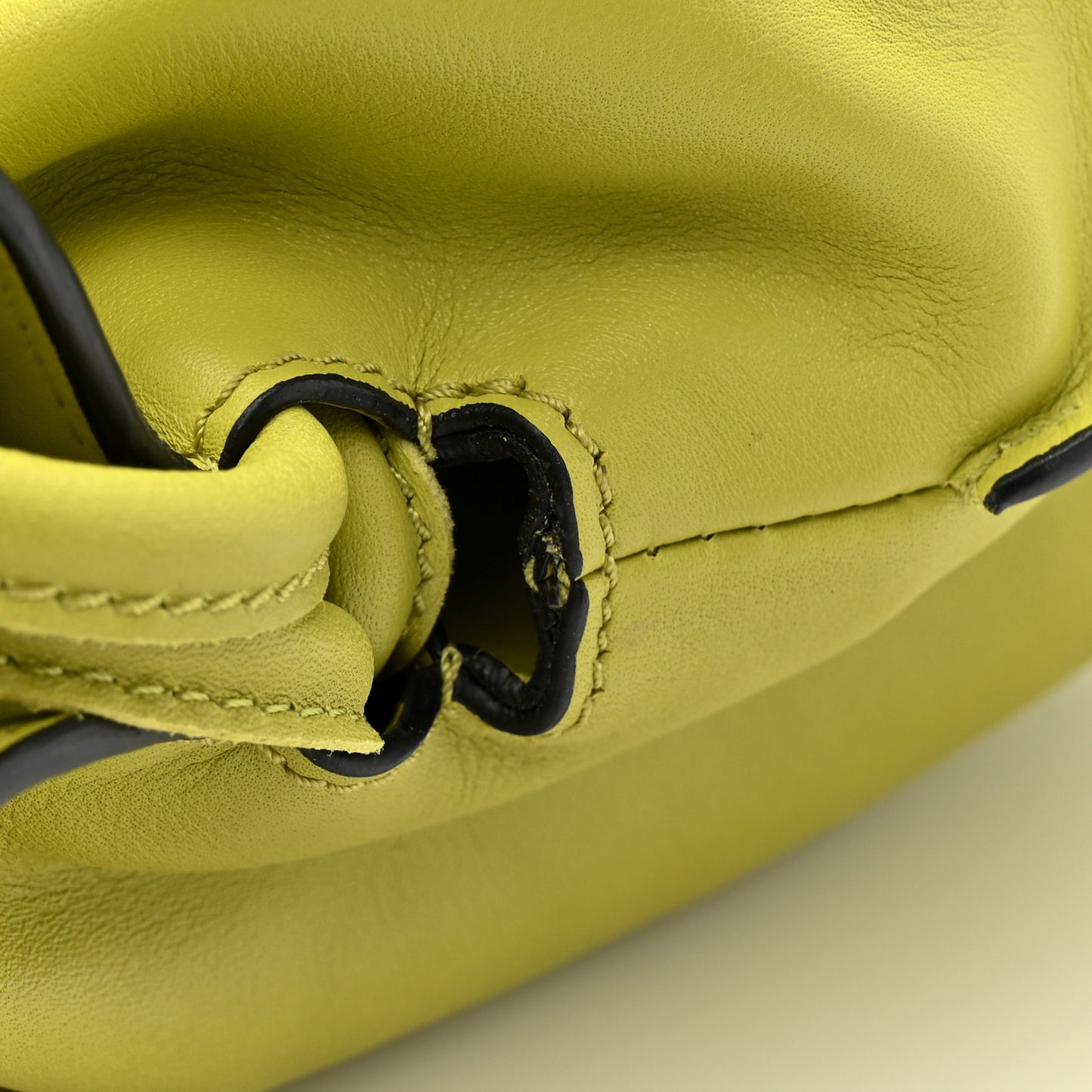 Nappa Medium Flamenco Knot Bag Lime Yellow