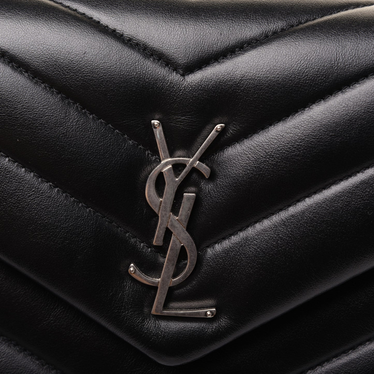 Calfskin Y Quilted Monogram Small Loulou Chain Satchel Black