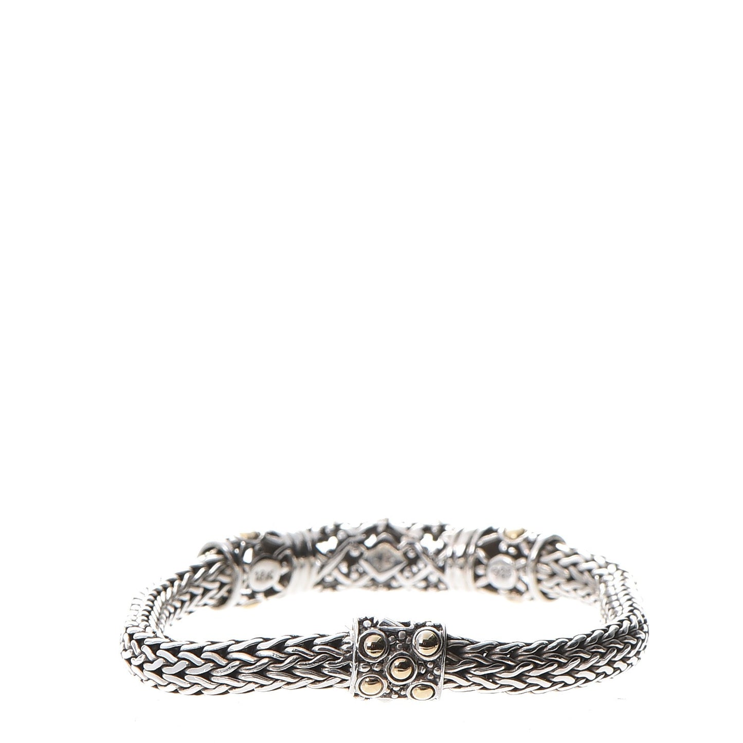 Sterling Silver 18K Yellow Gold Jaisalmer Wheat Chain Dot Bracelet M