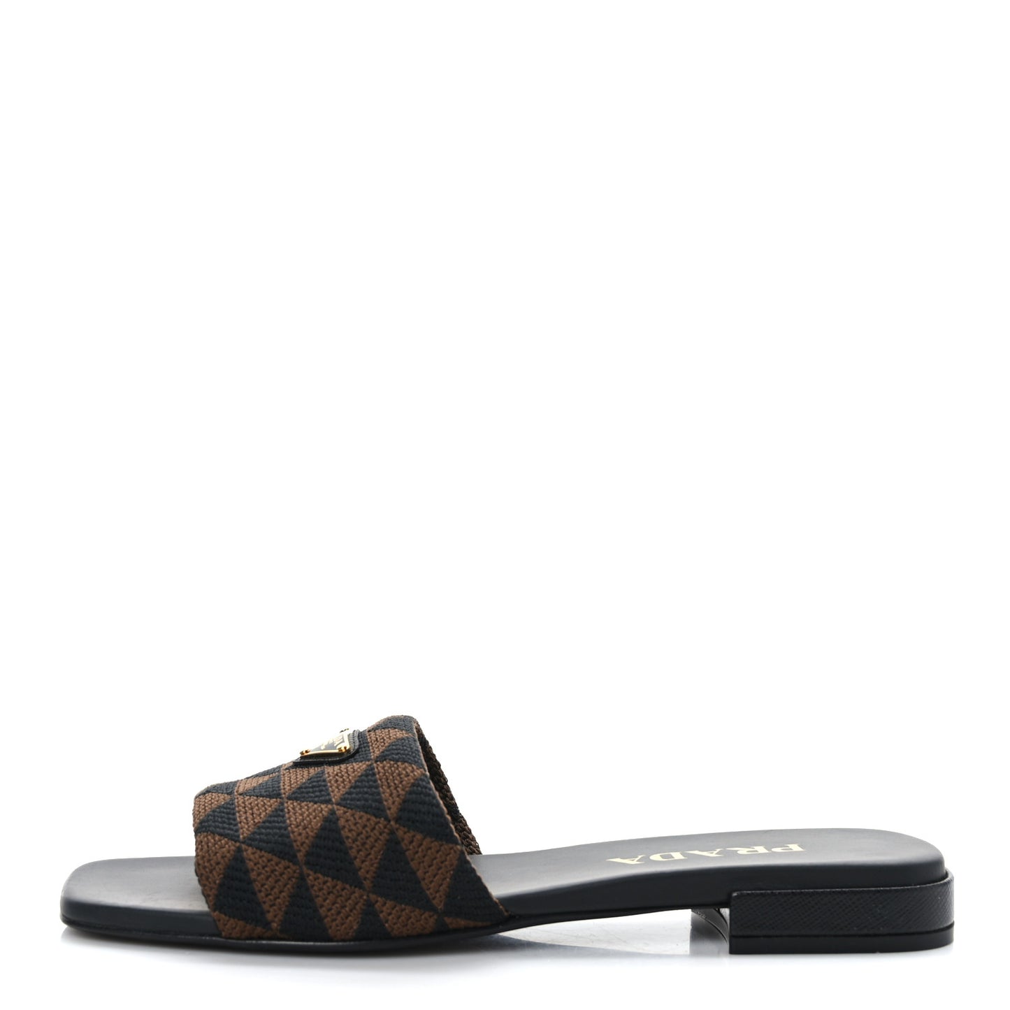 Jacquard Trianglolo Symbole Embroidered Metal Triangle Logo 10mm Slide Sandals 36.5 Black Bruciato