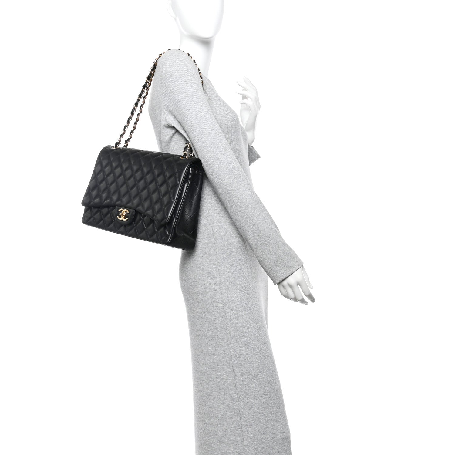 Chanel Lambskin Quilted Maxi Double Flap Black 2 of 10