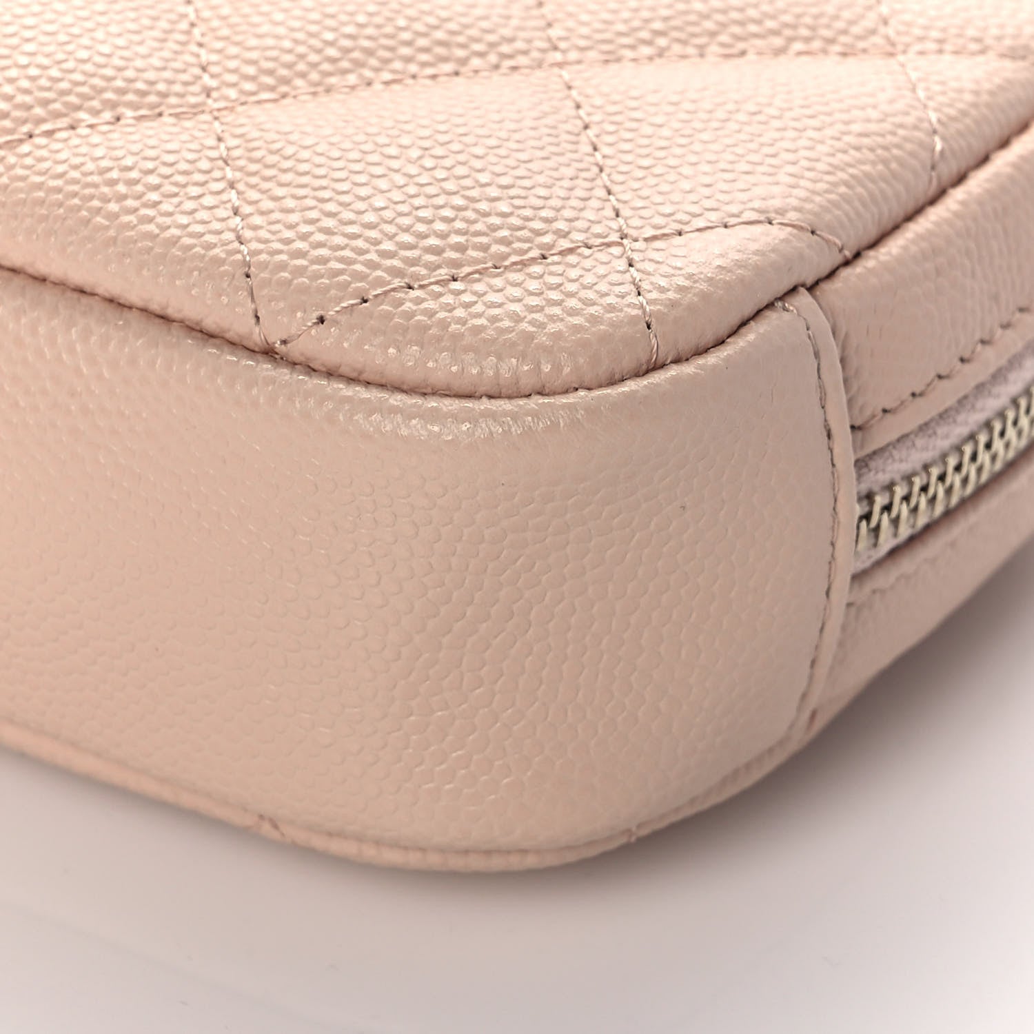 Chanel Caviar Quilted Small Curvy Pouch Cosmetic Case Light Beige 6 of 11