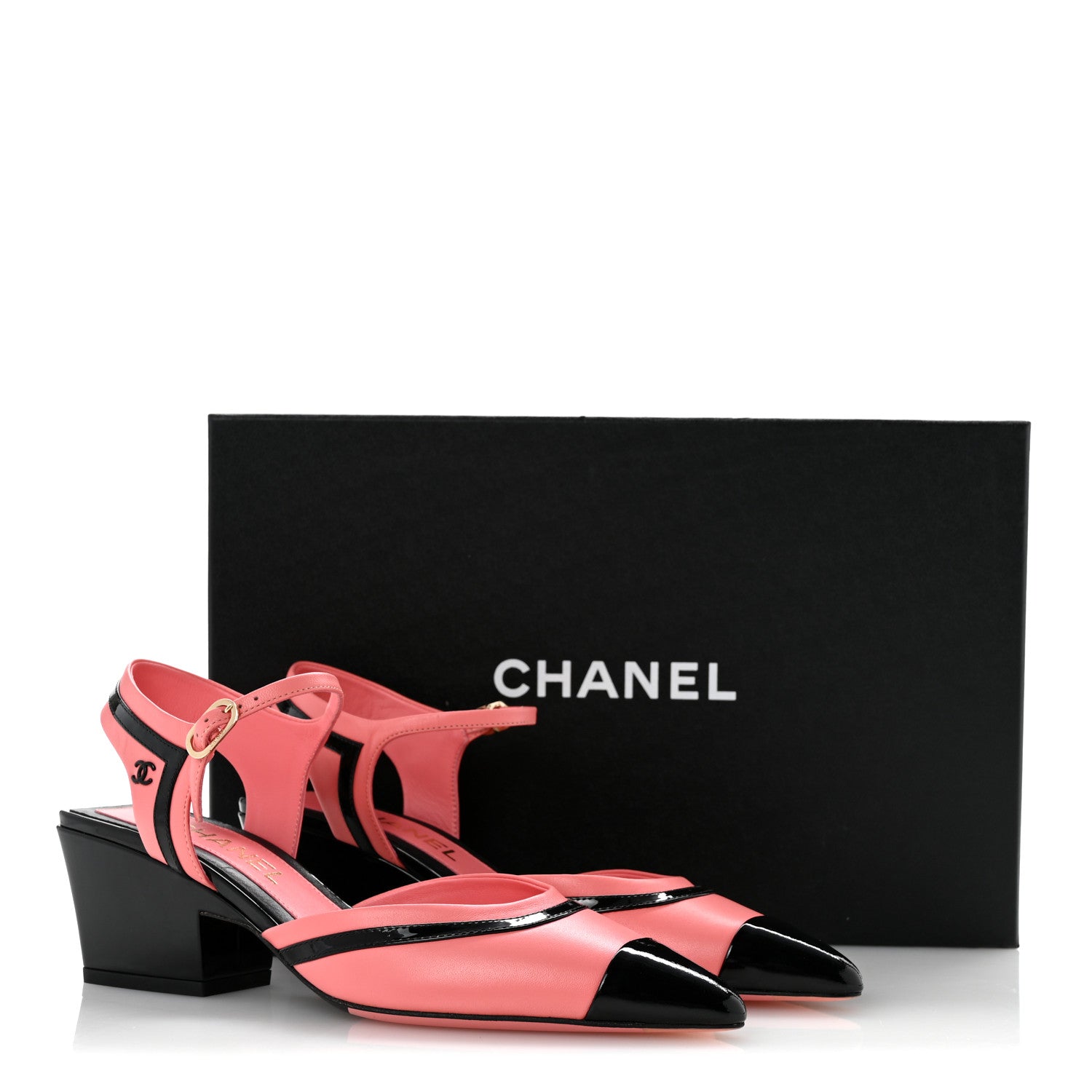 Chanel Patent Calfskin CC Ankle Strap Sandals 38 Pink Black 10 of 10