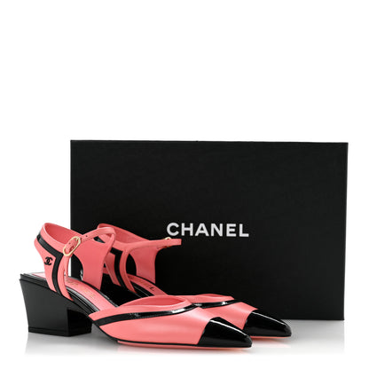 Chanel Patent Calfskin CC Ankle Strap Sandals 38 Pink Black 10 of 10