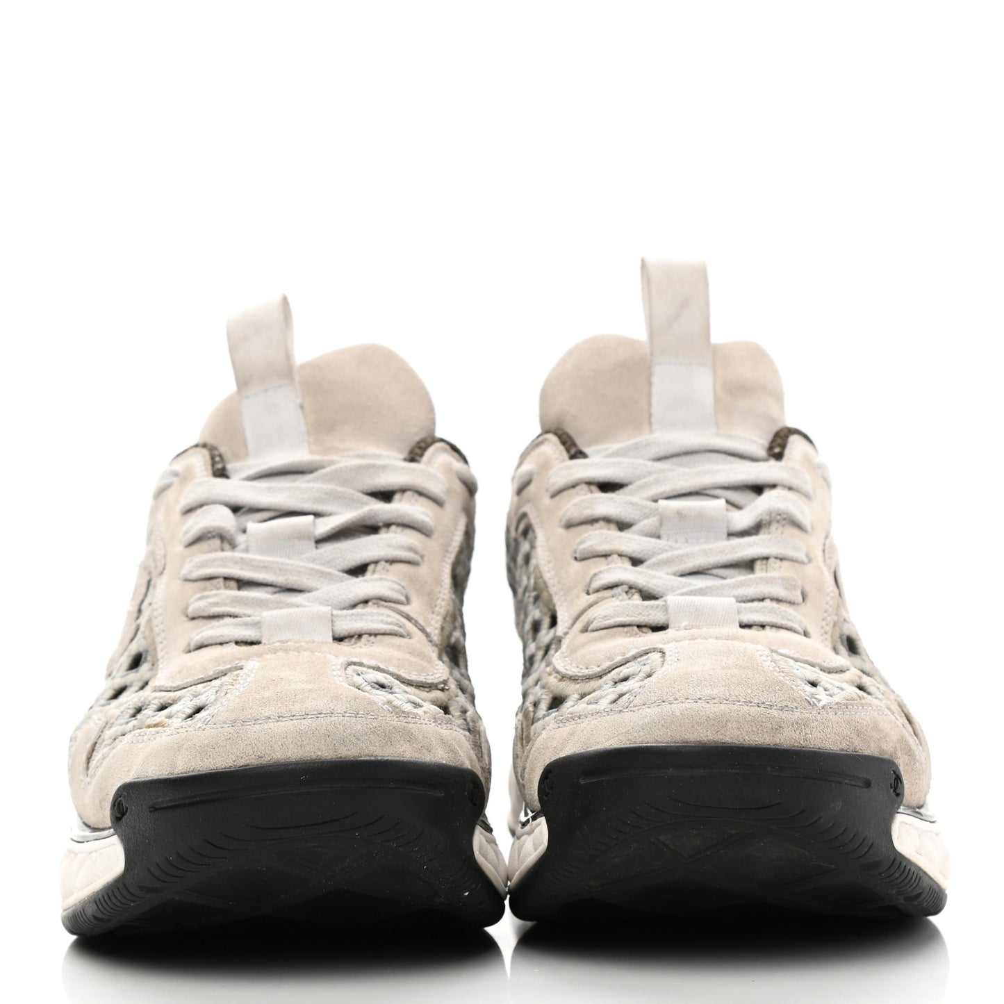 Suede Calfskin Embroidered CC Sneakers 39 Beige Black