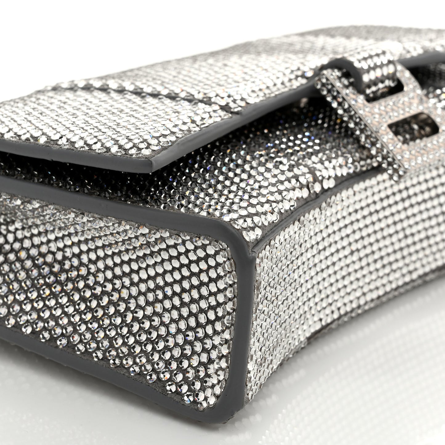 Strass Suede Hourglass Chain Bag Black Smoke Grey Crystal