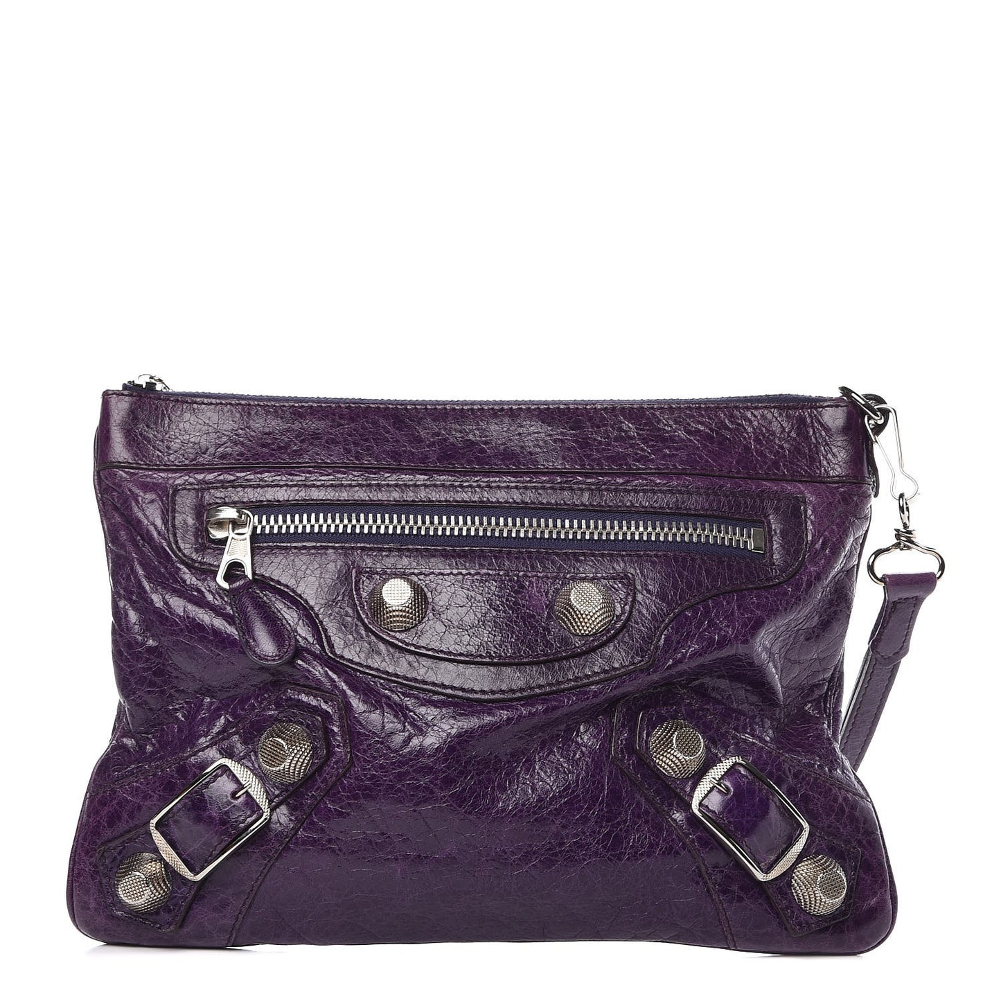 Agneau Giant 21 Silver Hardware Flat Handle Clutch Raisin