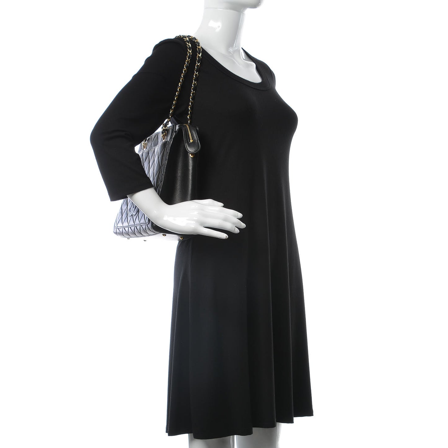 Lambskin Quilted CC Shopping Tote Black