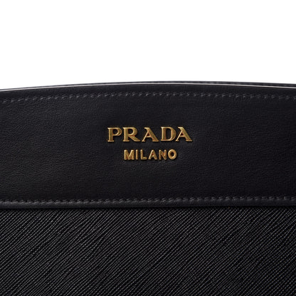 Prada Saffiano City Calfskin Esplanade Crossbody Bag Black 8 of 8
