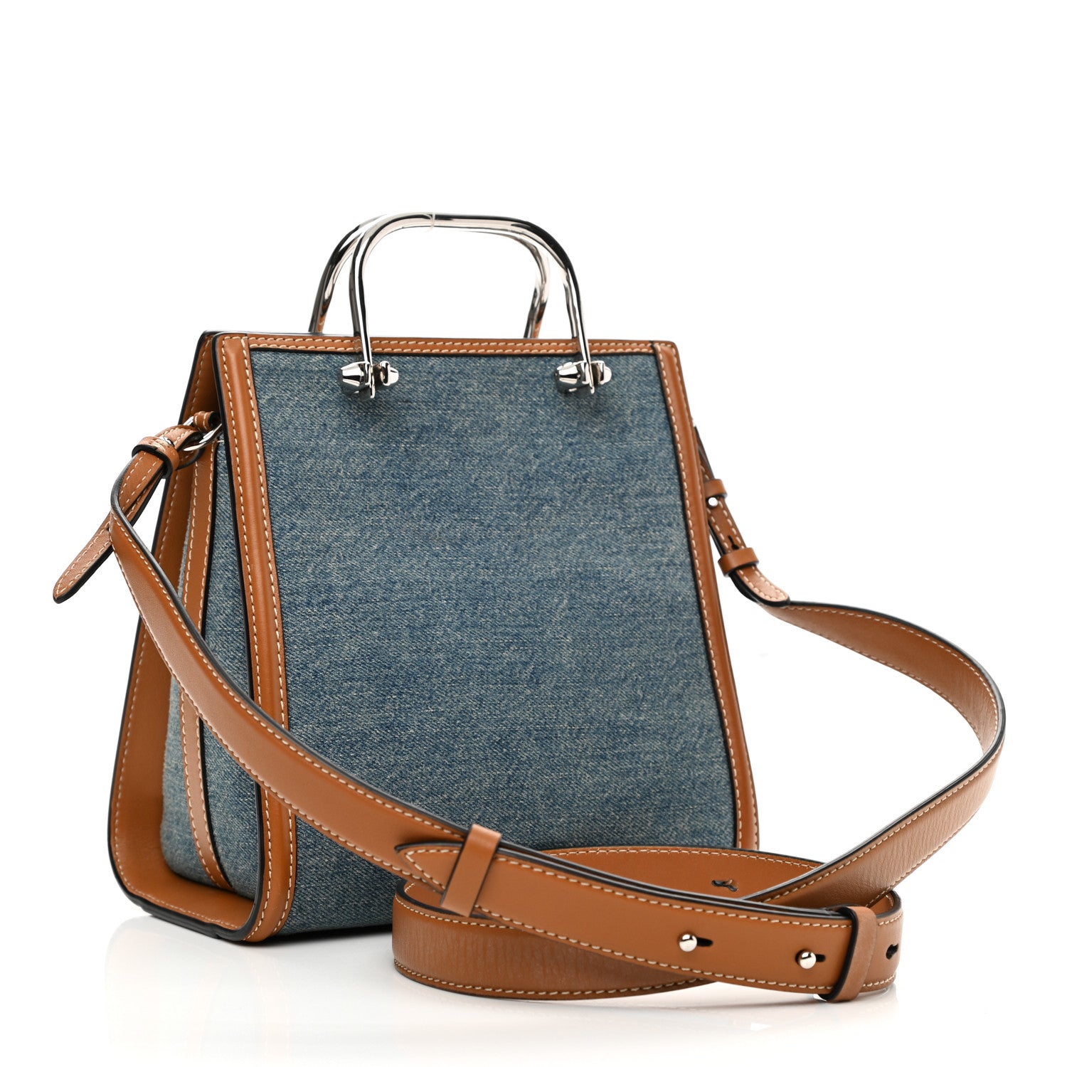 Alexander McQueen Denim The Short Story Crossbody Brown 3 of 9