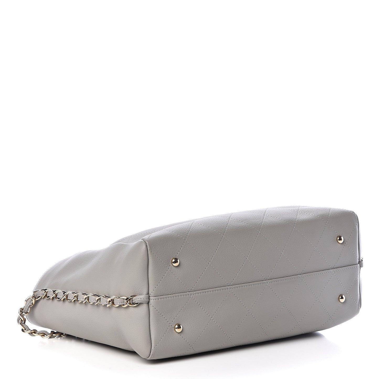 Calfskin Stitched Medium Shopping Tote Grey