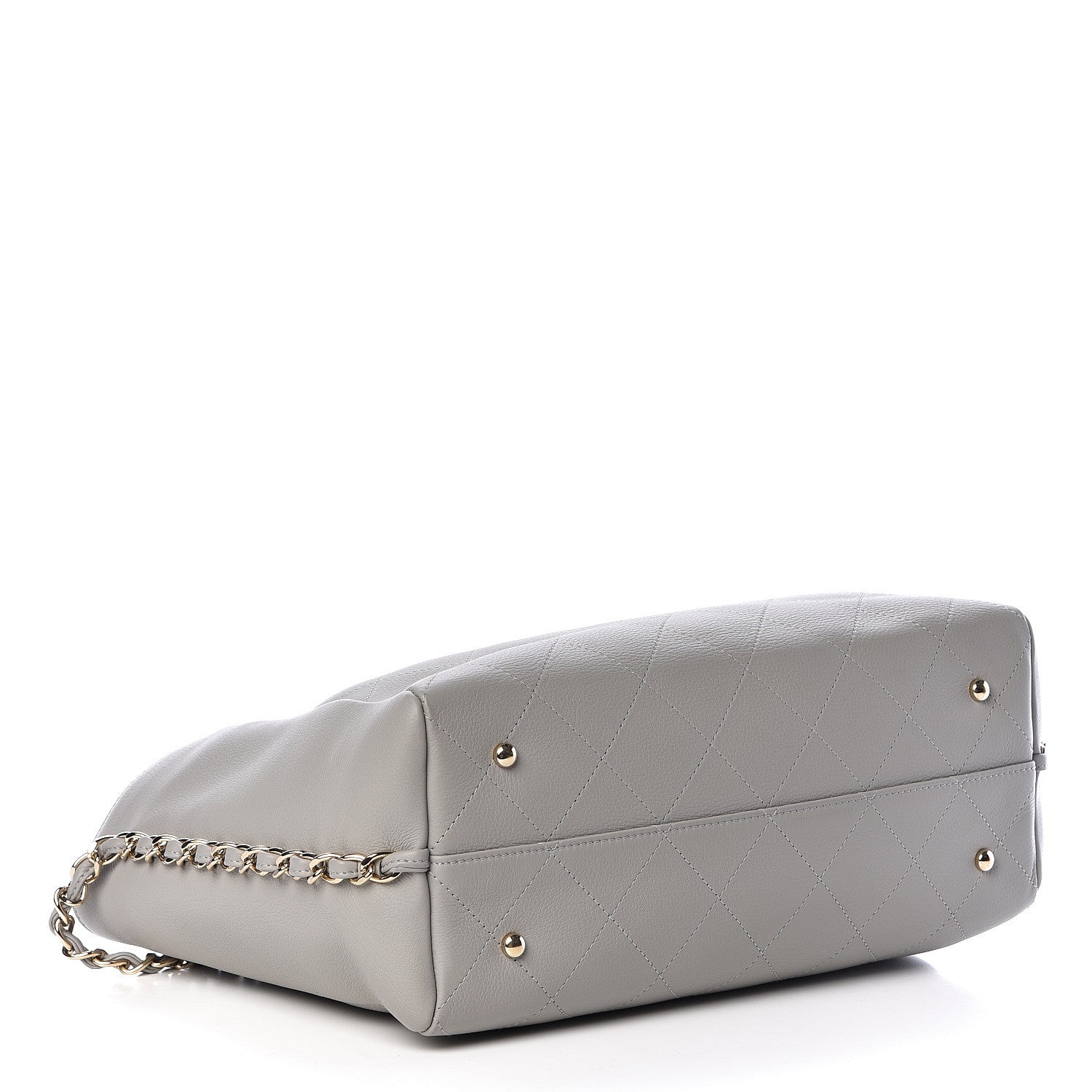 Chanel Calfskin Stitched Medium Shopping Tote Grey 4 of 12
