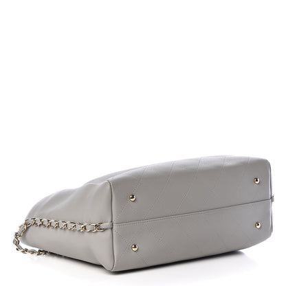 Chanel Calfskin Stitched Medium Shopping Tote Grey 4 of 12