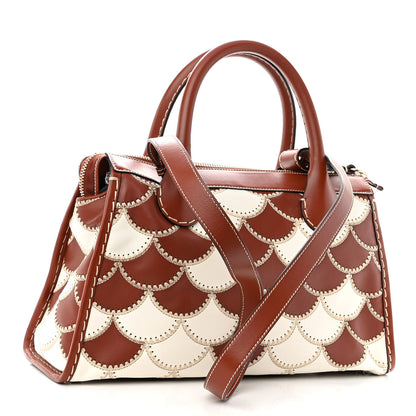 Chloe Nappa Shiny Calfskin Scallop Patchwork Medium Edith Day Bag Sepia Brown 3 of 9