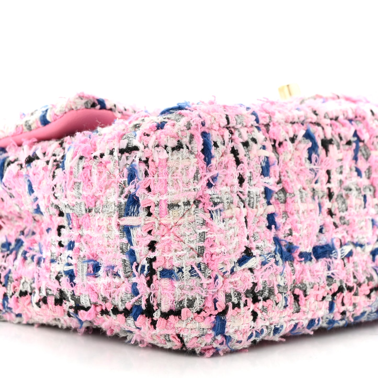 Tweed Quilted Mini Rectangular Flap Pink Multicolor