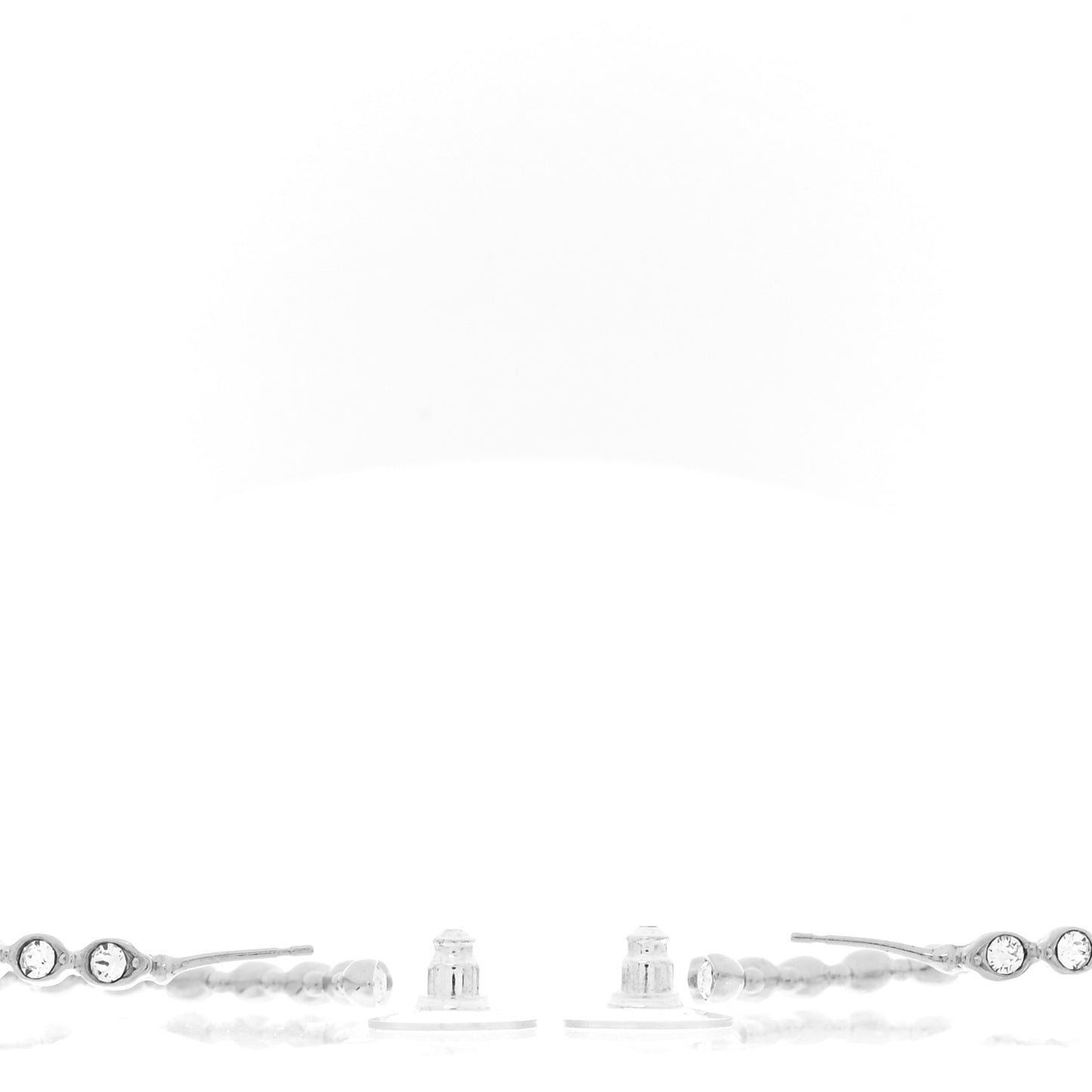 Metal Crystal CC Hoop Earrings Silver