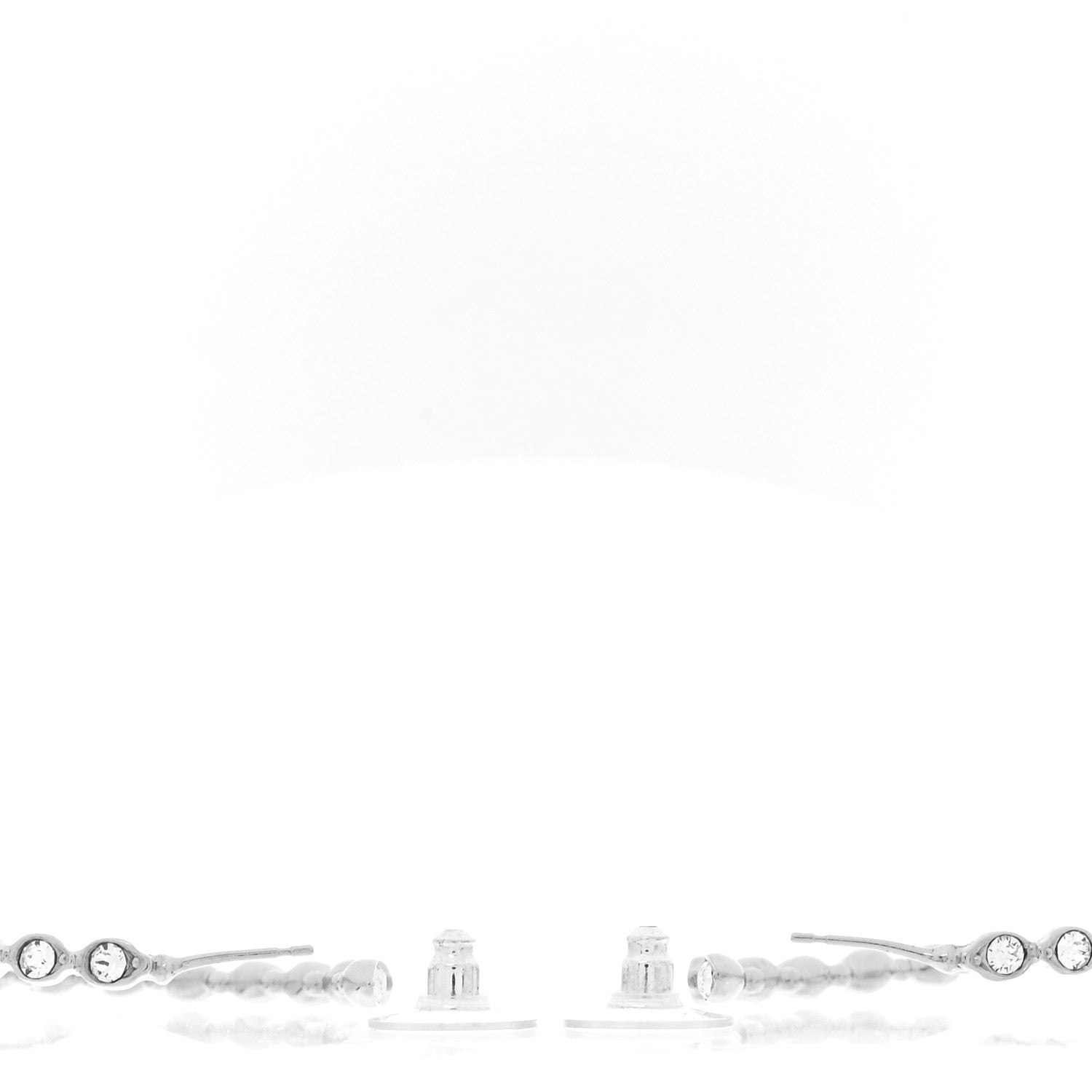 Chanel Metal Crystal CC Hoop Earrings Silver 3 of 4