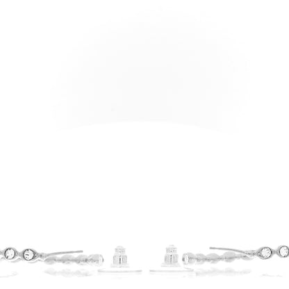 Chanel Metal Crystal CC Hoop Earrings Silver 3 of 4