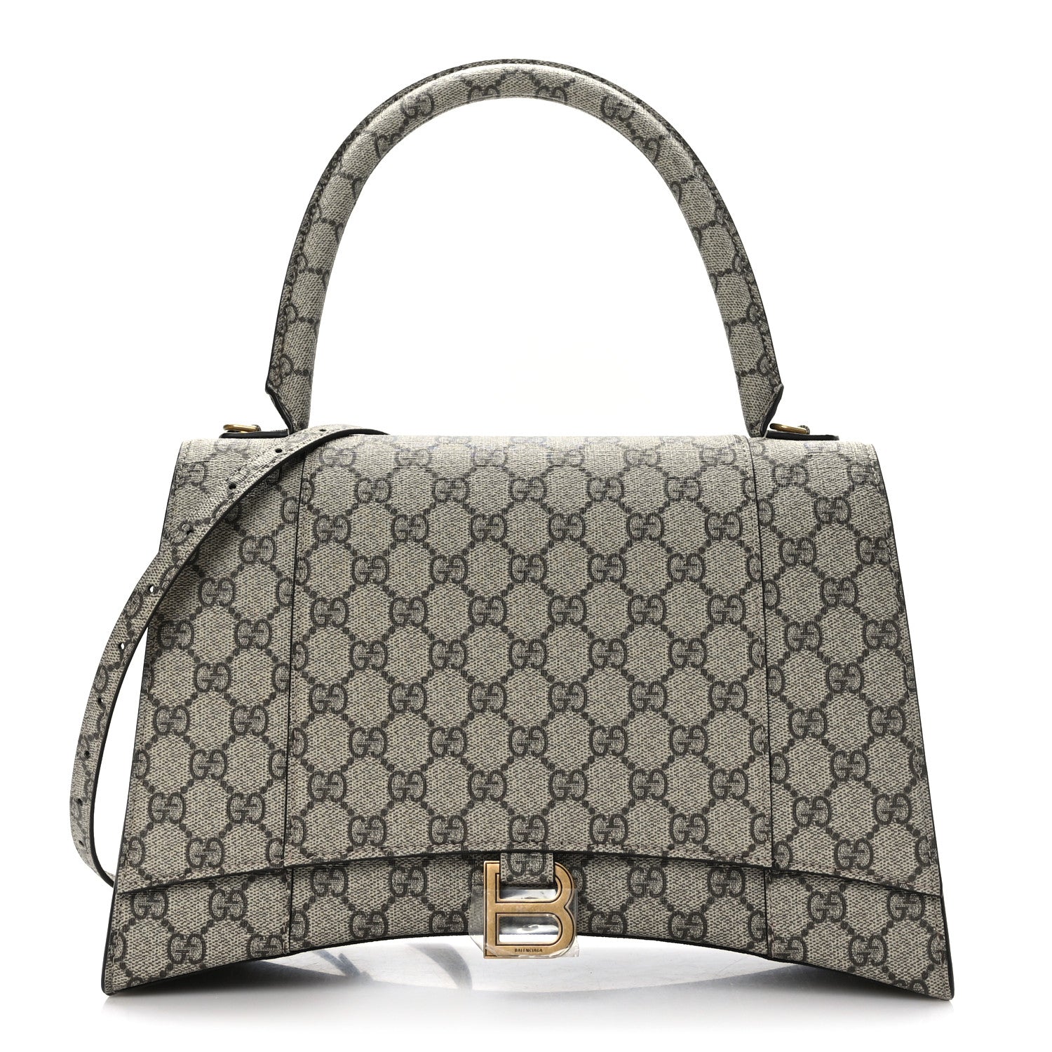 Balenciaga X GUCCI GG Supreme Monogram Medium Hourglass Top Handle Bag Beige Ebony 1 of 9