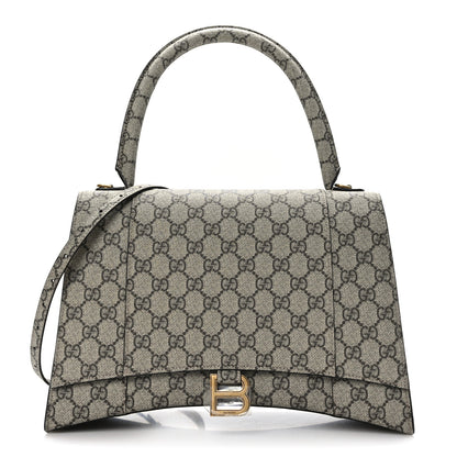 Balenciaga X GUCCI GG Supreme Monogram Medium Hourglass Top Handle Bag Beige Ebony 1 of 9